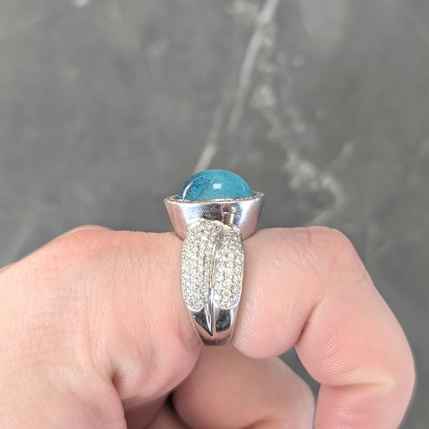 Vintage Paraiba Tourmaline Diamond 14 Karat White Gold Halo Ring GIA For Sale 9