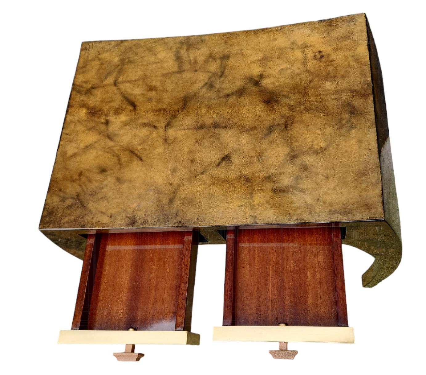 Hand-Crafted Vintage Parchment Italian Side Table For Sale