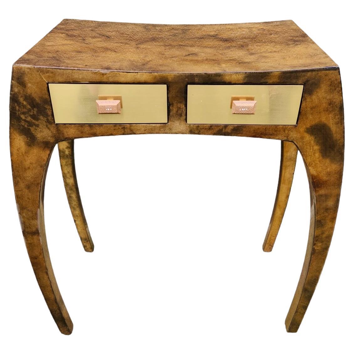 Vintage Parchment Italian Side Table For Sale