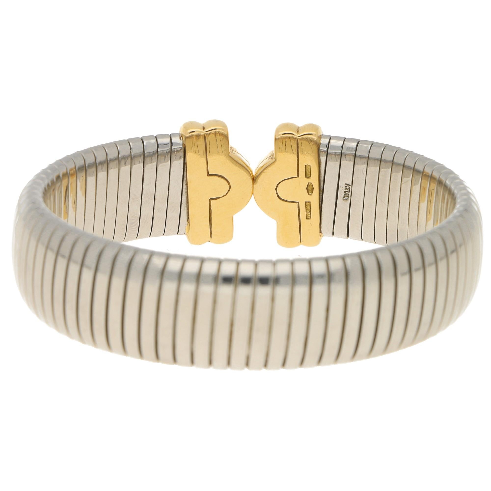Modern Vintage Parentesi Bangle in Yellow Gold and Stainless Steel