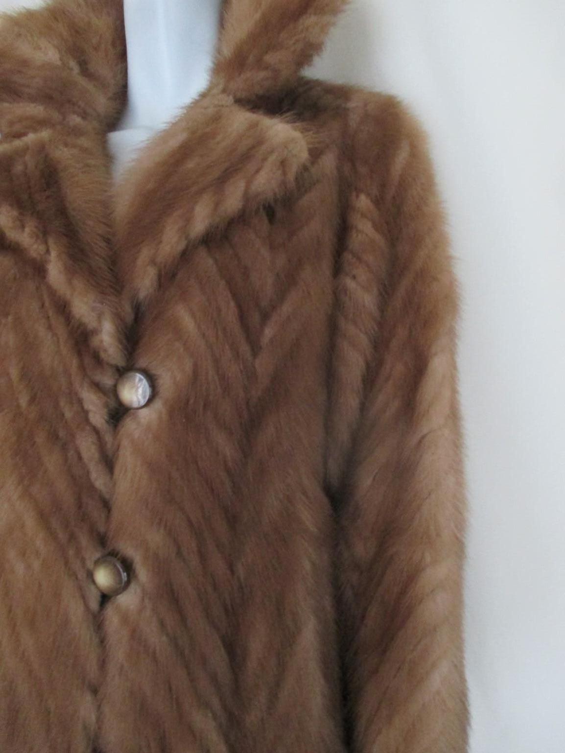 Brown Vintage Paris Chevron Mink fur coat