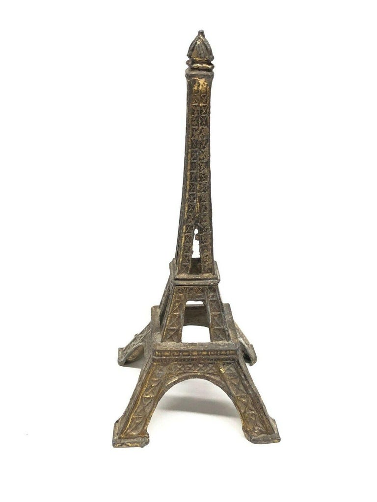 Vintage souvenir of Paris with 3 brass monuments, 1950