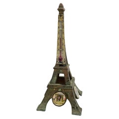 Vintage Paris Eiffel Tower French Souvenir Building Thermometer Metal, 1930s