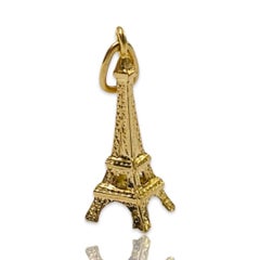 Vintage Paris France Eiffel Tower Charm Pendant 18k Gold