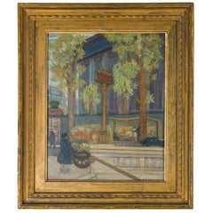 Vintage Paris France Street Scene Painting