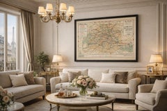 Vintage Paris Metro Map, Ligne 11 Opening, Art Deco Transit Plan, 1935