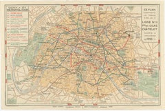 Vintage Paris Metro Map, Ligne 11 Opening, Art Deco Transit Plan, 1935