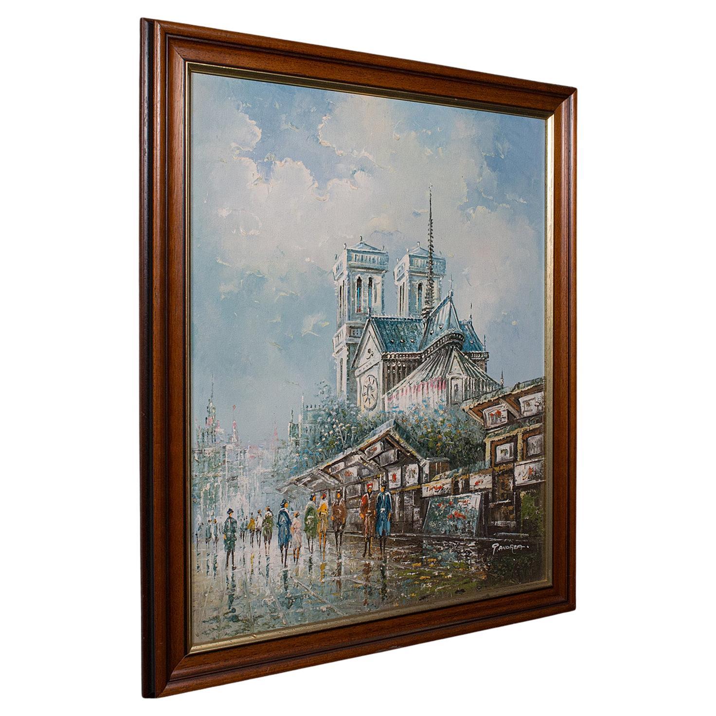 Vintage Paris Painting, French, Oil on Canvas, Notre Dame, Signed, Original Art