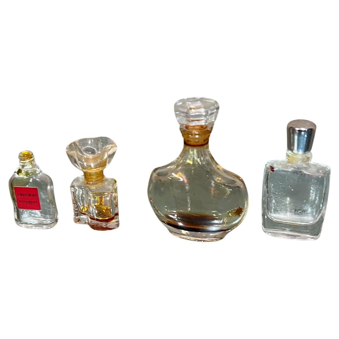 Vintage Paris Vanity Four Miniature Glass Perfume Bottles For Sale