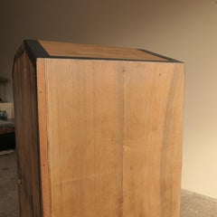 Vintage Parisian Art Deco Walnut Burl Cabinet with Greek Key Feet