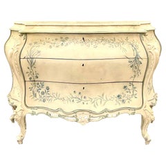 Vintage Parisian Chic Hand Painted Bombe Chest