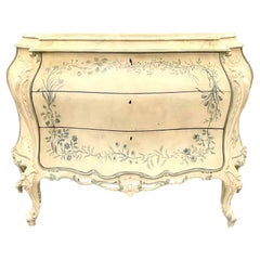 Vintage Parisian Chic Hand Painted Bombe Chest