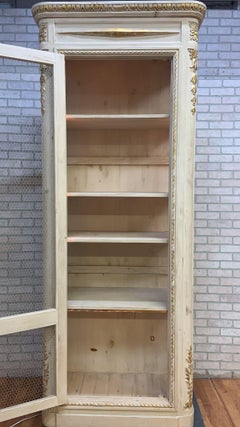 Vintage Parisian Hand Carved White and Gold-Leaf Display/Curio Cabinet