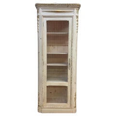 Used Parisian Hand Carved White and Gold-Leaf Display/Curio Cabinet