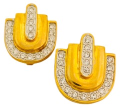 Vintage PARK LANE Gold Strass Designer Landebahn Clip auf Ohrringe
