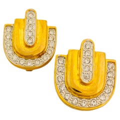 Vintage PARK LANE Gold Strass Designer Landebahn Clip auf Ohrringe