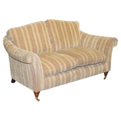 VINTAGE PARKER KNOLL WESTBURY 2 SEATER FABRIC SOFA WiTH CASTOR FEET