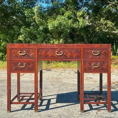 Vintage Parquet Hardwood Executive Desk