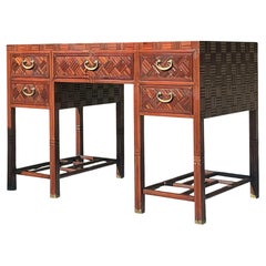 Vintage Parquet Hardwood Executive Desk