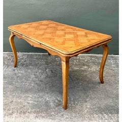 Vintage Parquet Inlay Extendable Dining Table