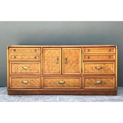 Vintage Parquet Rattan Dresser
