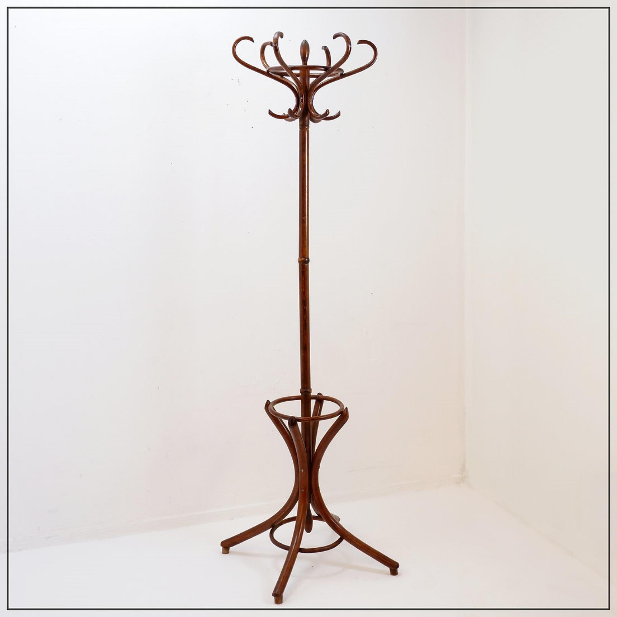 Appendiabiti vintage a pappagallo in legno di bengala - stile Thonet - inizio XX secolo in vendita 3