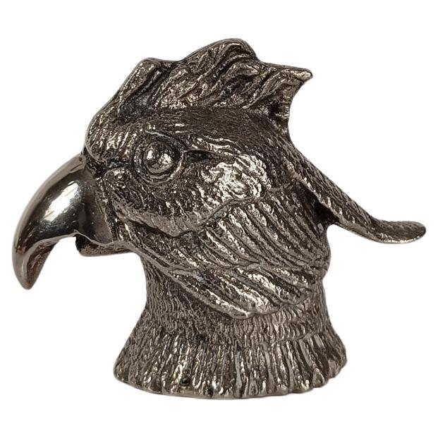 Vintage Parrot Head Bottle Opener in the style of Gucci, Silver Plate, 70s