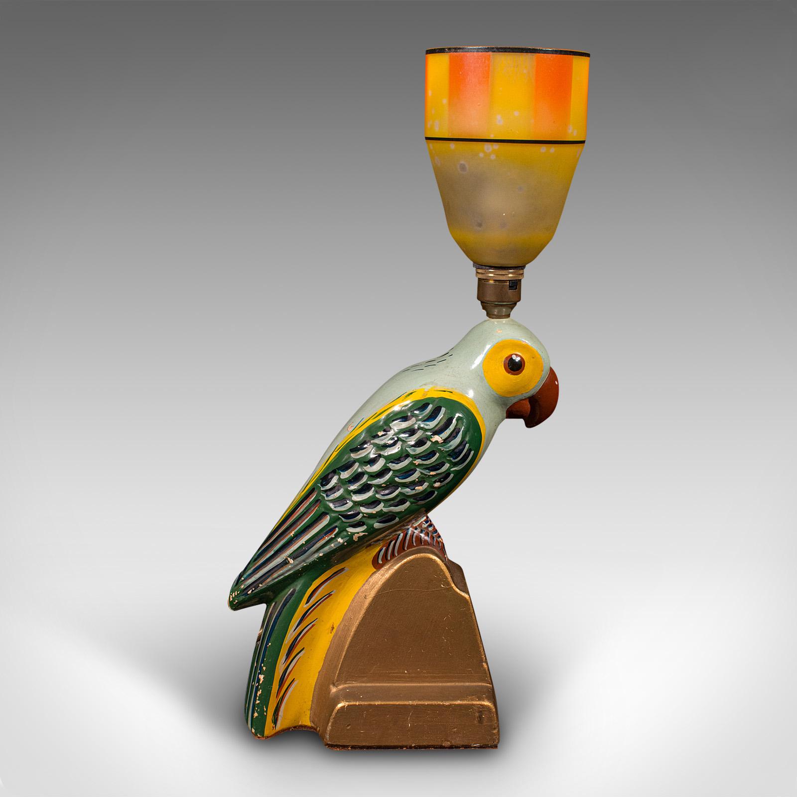 Vintage Parrot Lamp, French, Plaster, Table, Desk Light, Art Deco, Midcentury In Good Condition In Hele, Devon, GB