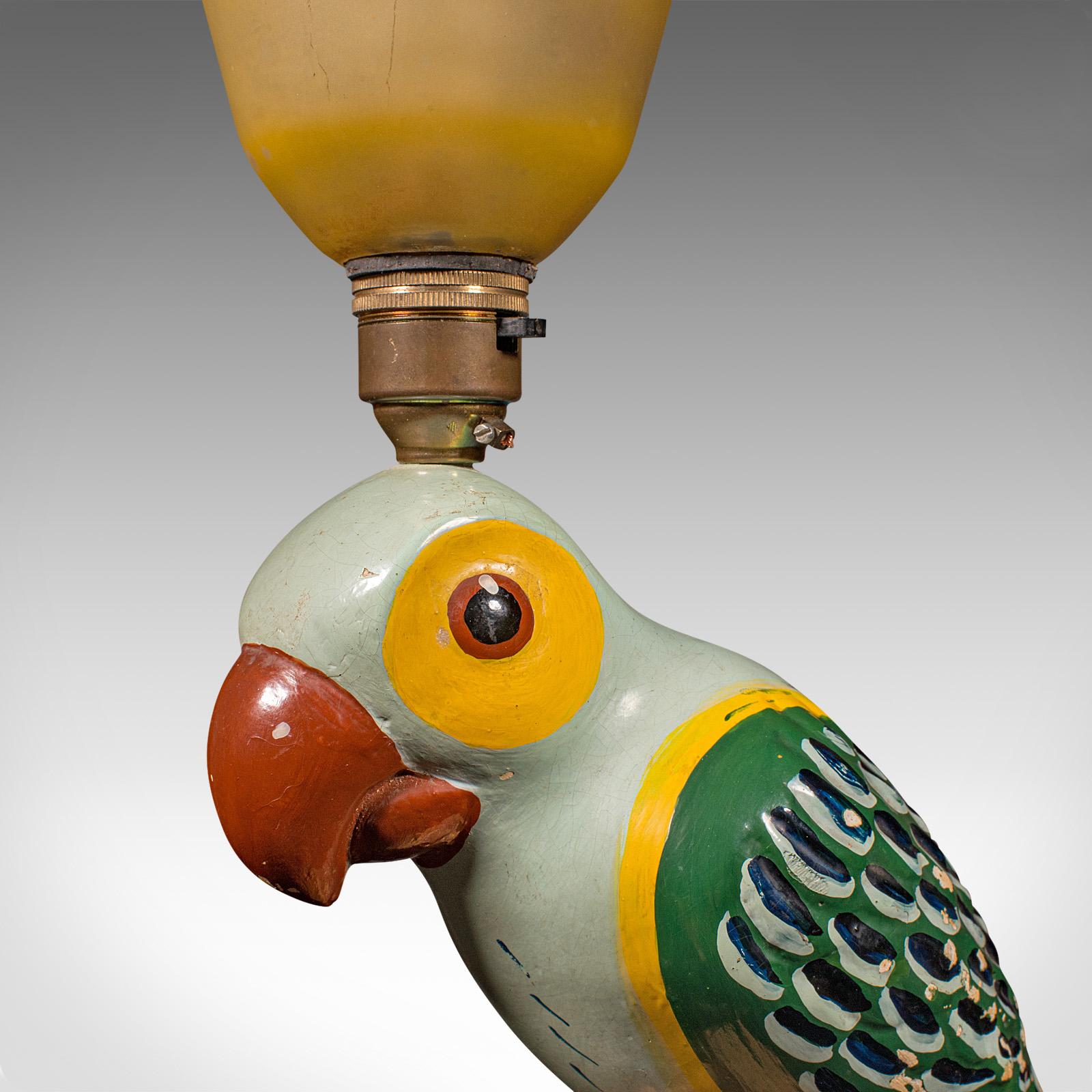 Vintage Parrot Lamp, French, Plaster, Table, Desk Light, Art Deco, Midcentury 3