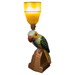 Vintage Parrot Lamp, French, Plaster, Table, Desk Light, Art Deco, Midcentury