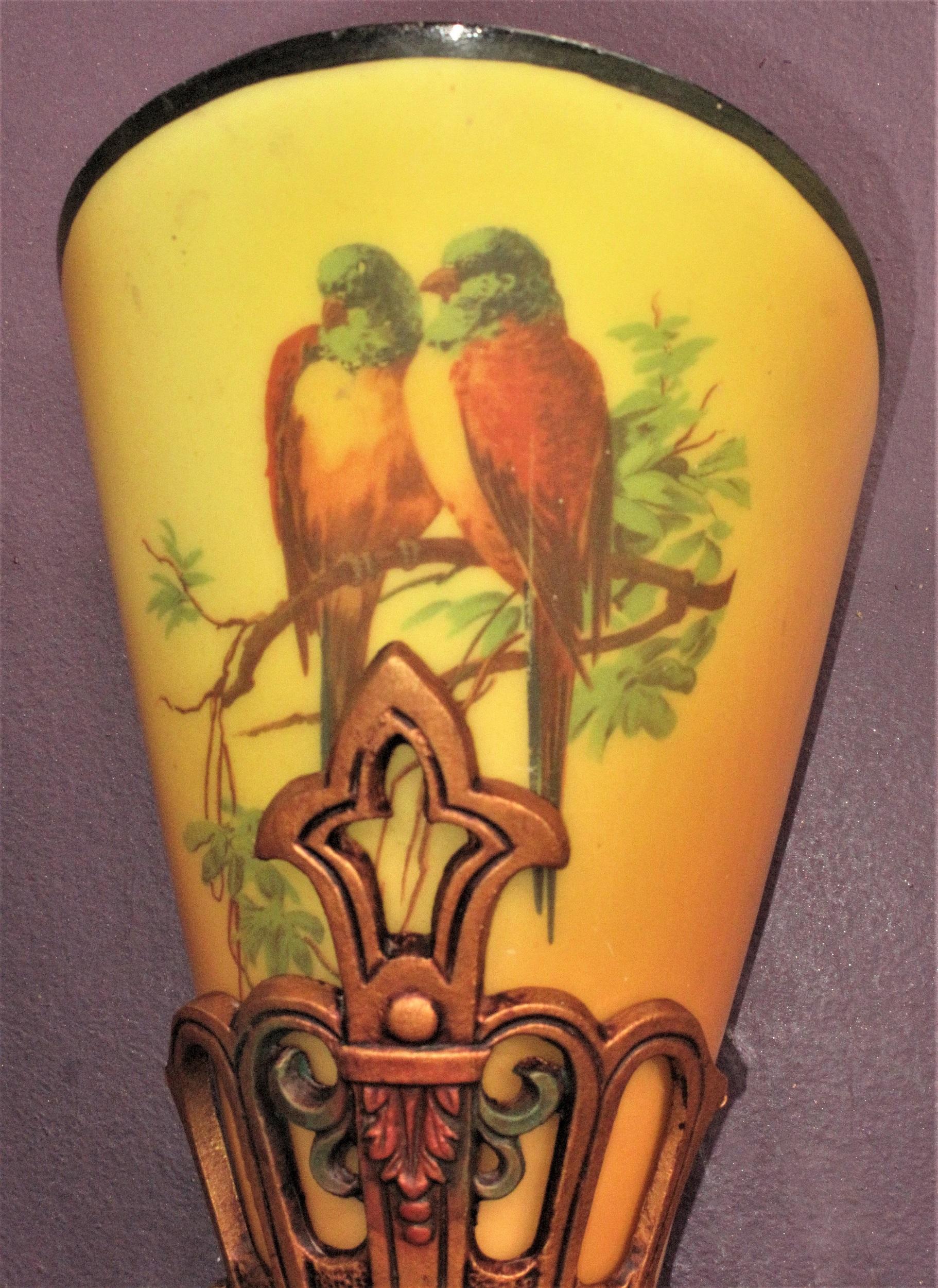 Aluminum SINGLE ONLY - Not a pair. Vintage Parrot Slip Shade Sconce, Late 1920s For Sale