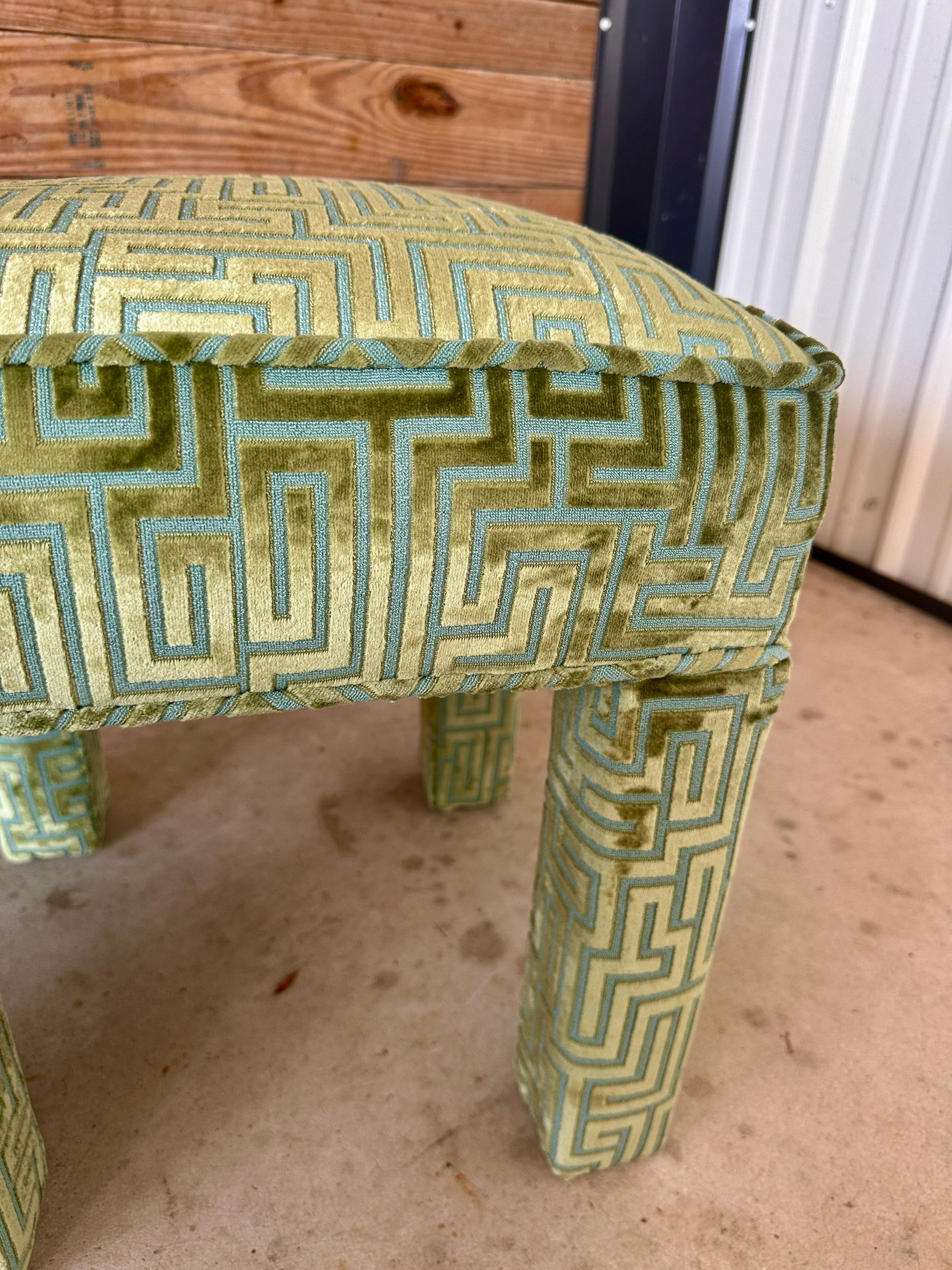 Vintage Parson Style Ottoman Footstools Custom Upholstered 2