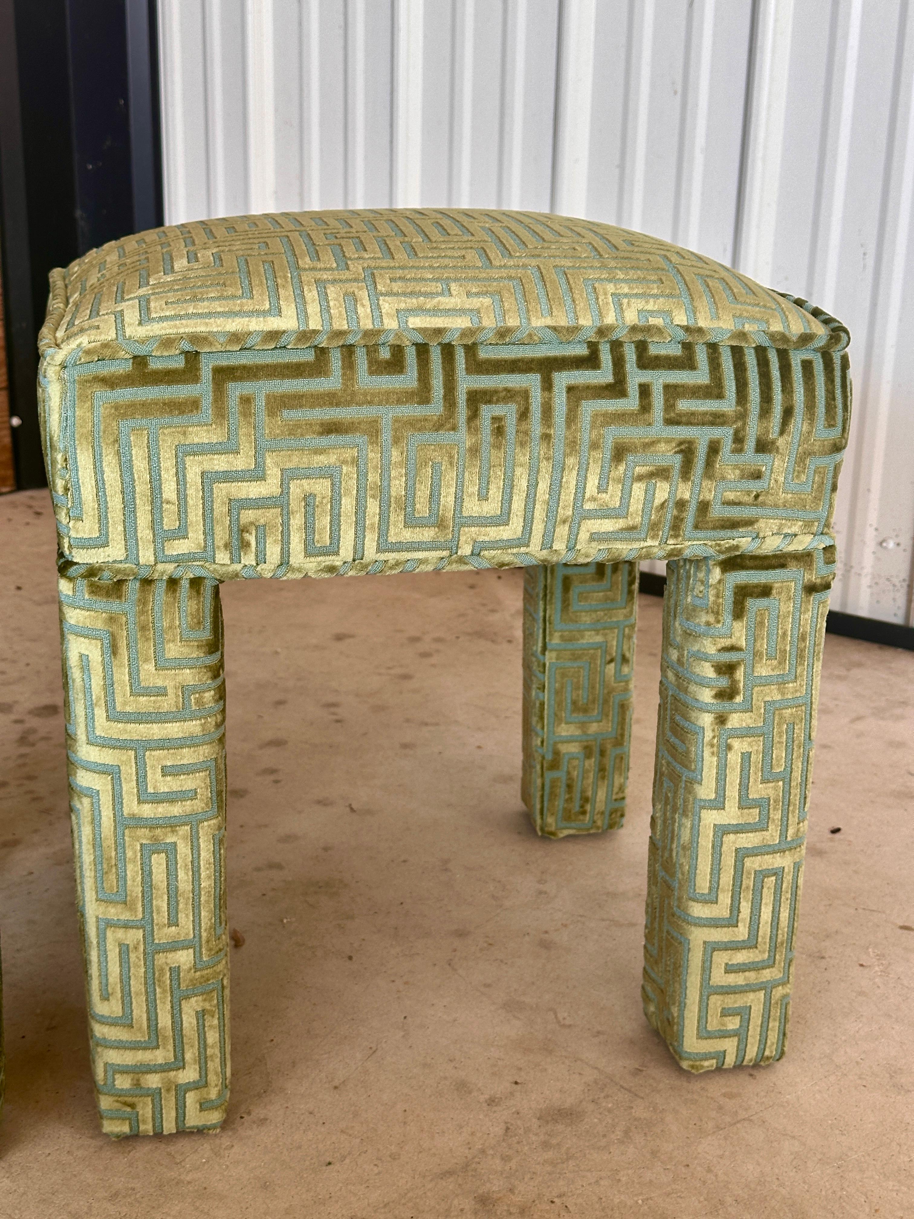 Vintage Parson Style Ottoman Footstools Custom Upholstered 5