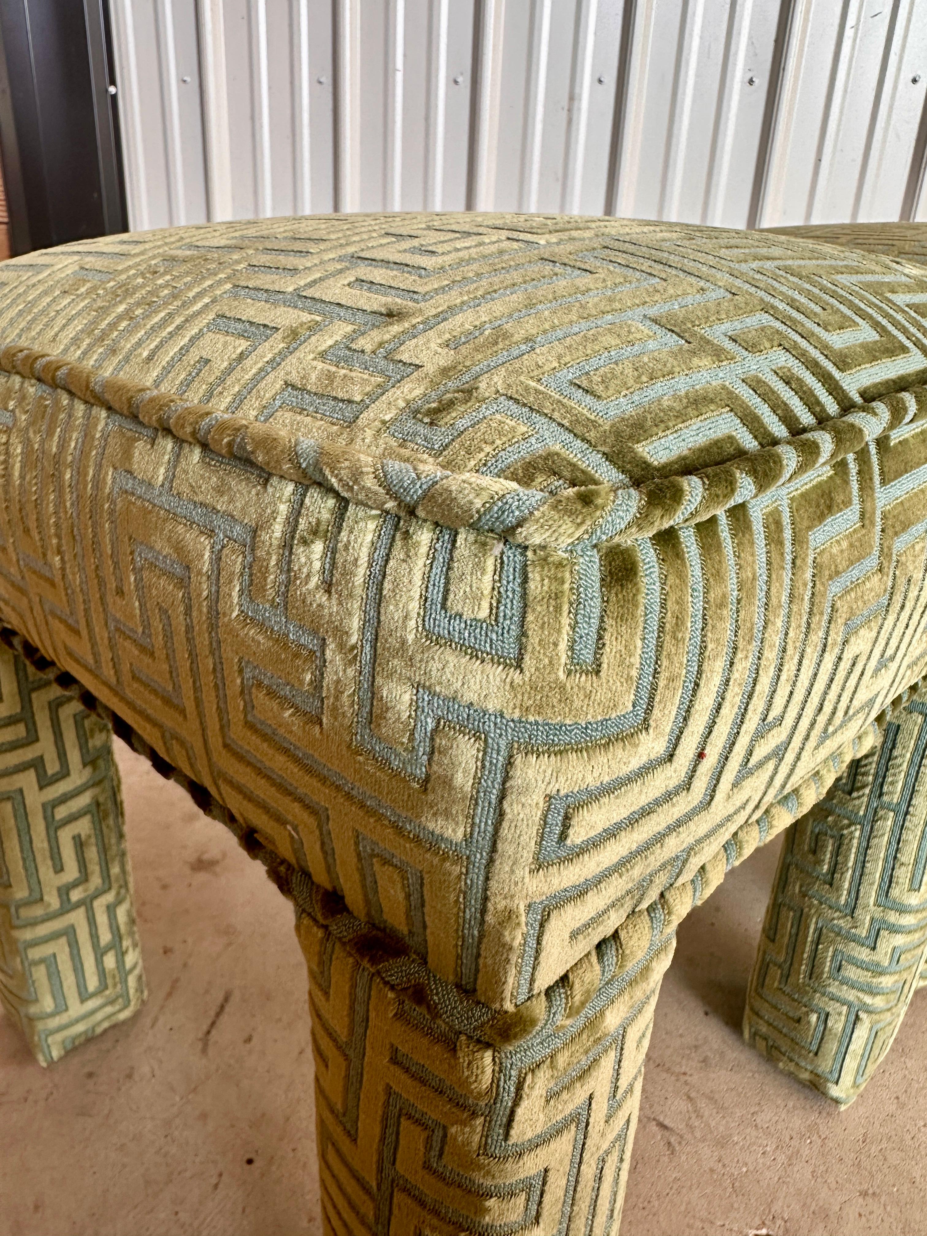 Vintage Parson Style Ottoman Footstools Custom Upholstered 7