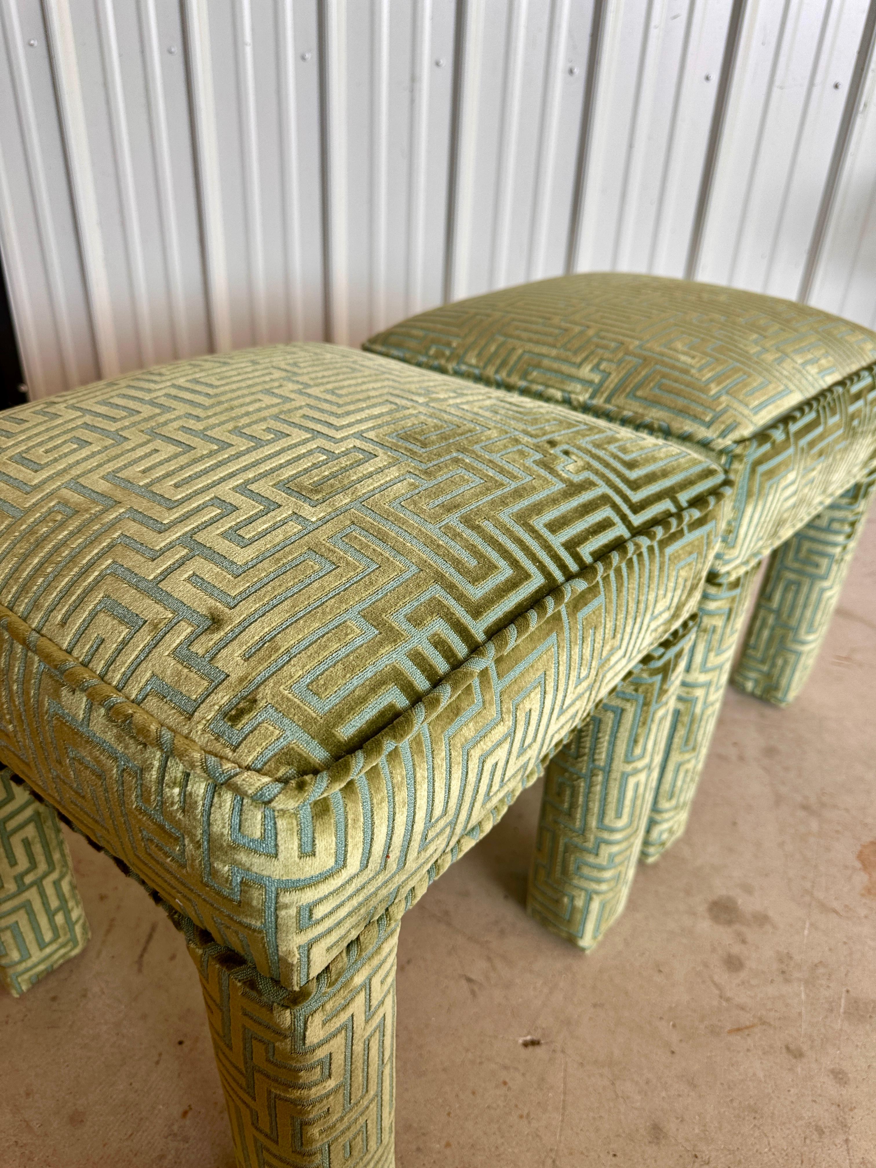 Vintage Parson Style Ottoman Footstools Custom Upholstered 8