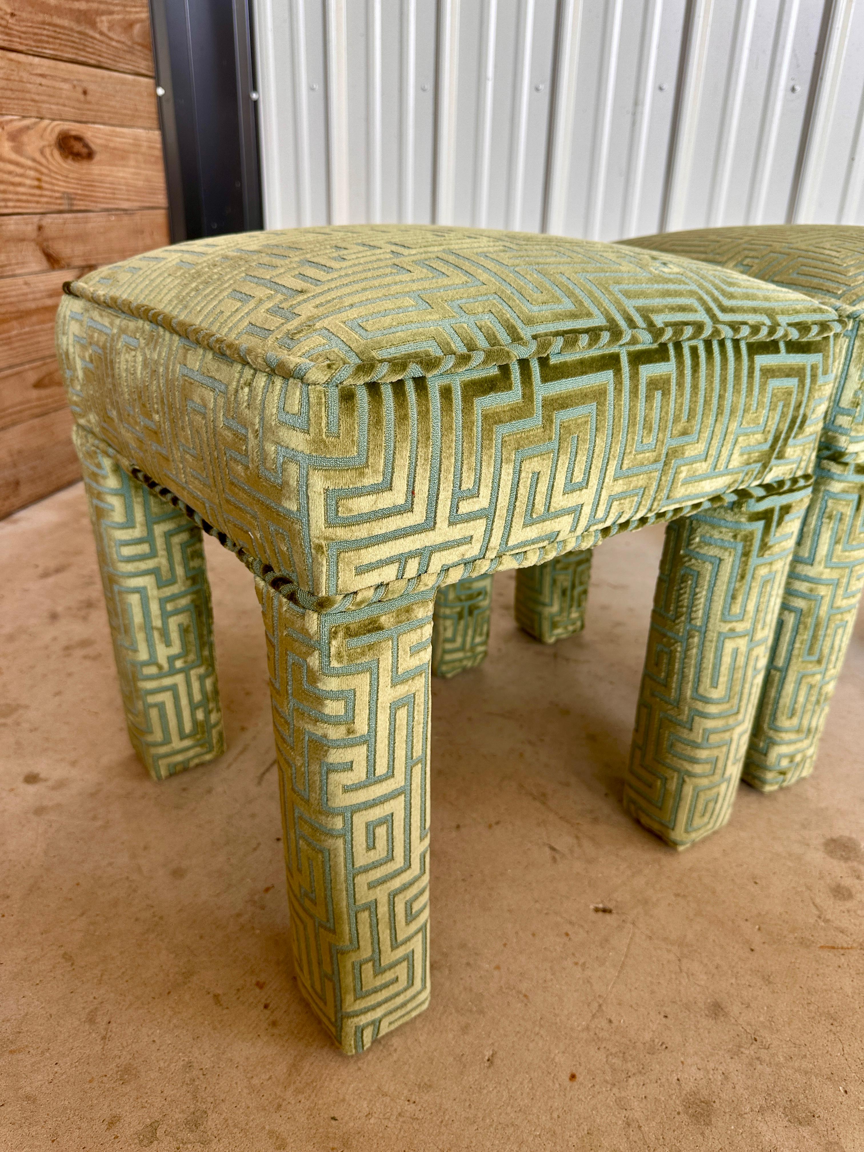 Vintage Parson Style Ottoman Footstools Custom Upholstered 9