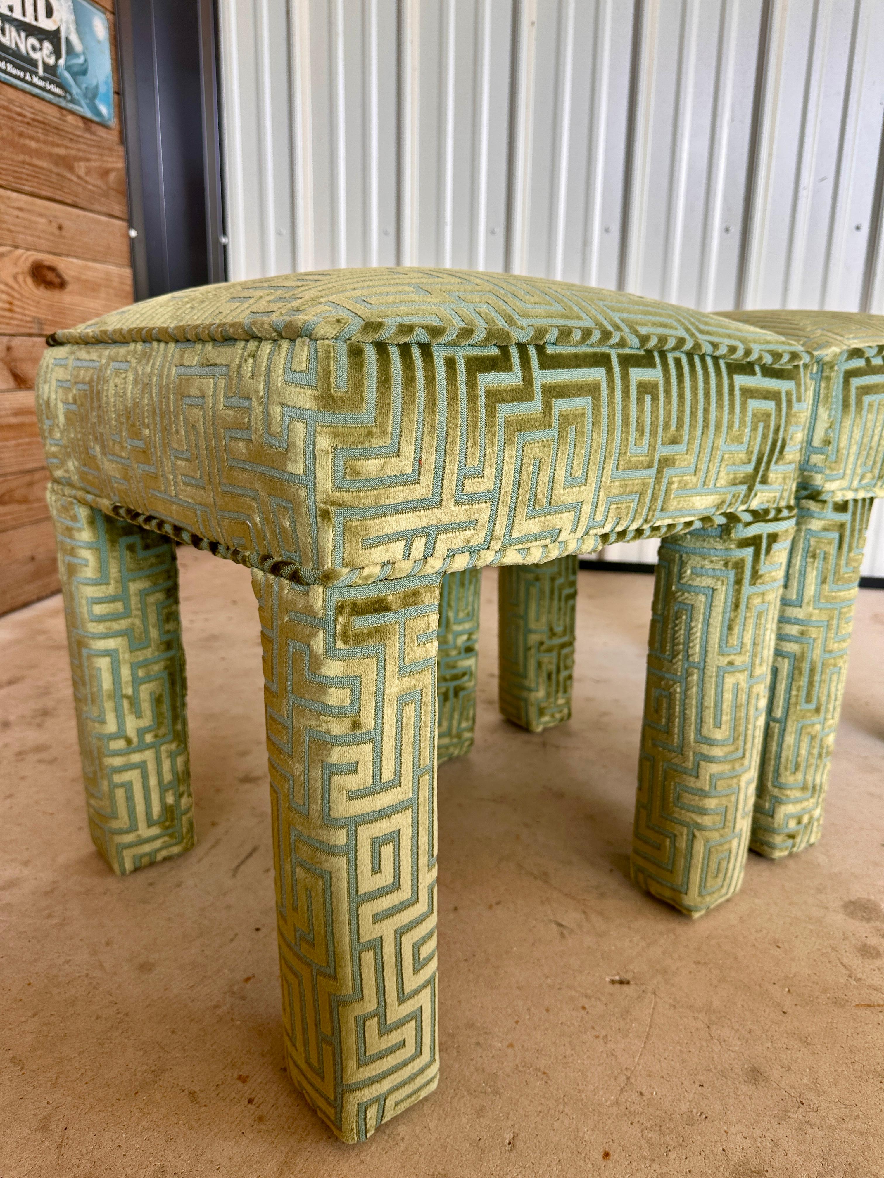 Vintage Parson Style Ottoman Footstools Custom Upholstered 10