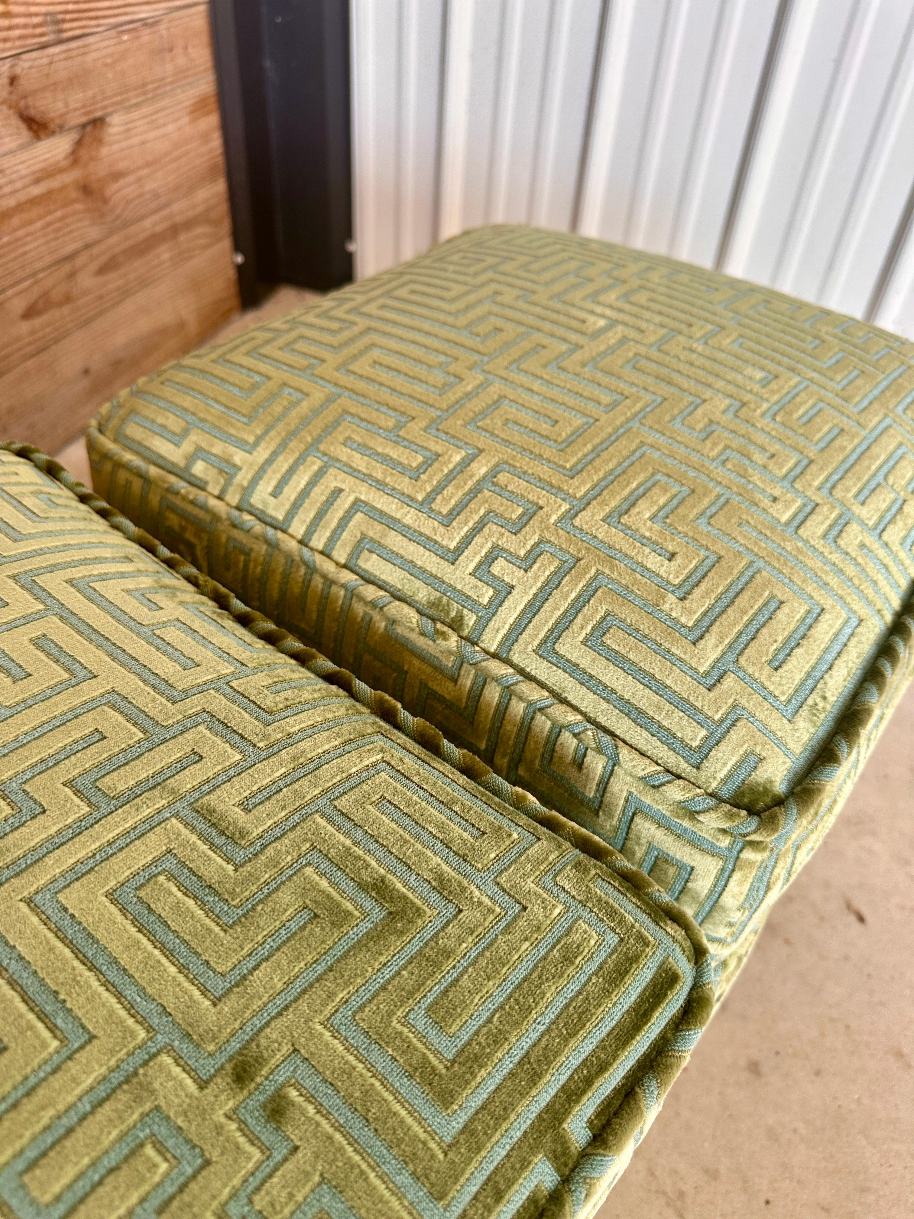 Upholstery Vintage Parson Style Ottoman Footstools Custom Upholstered
