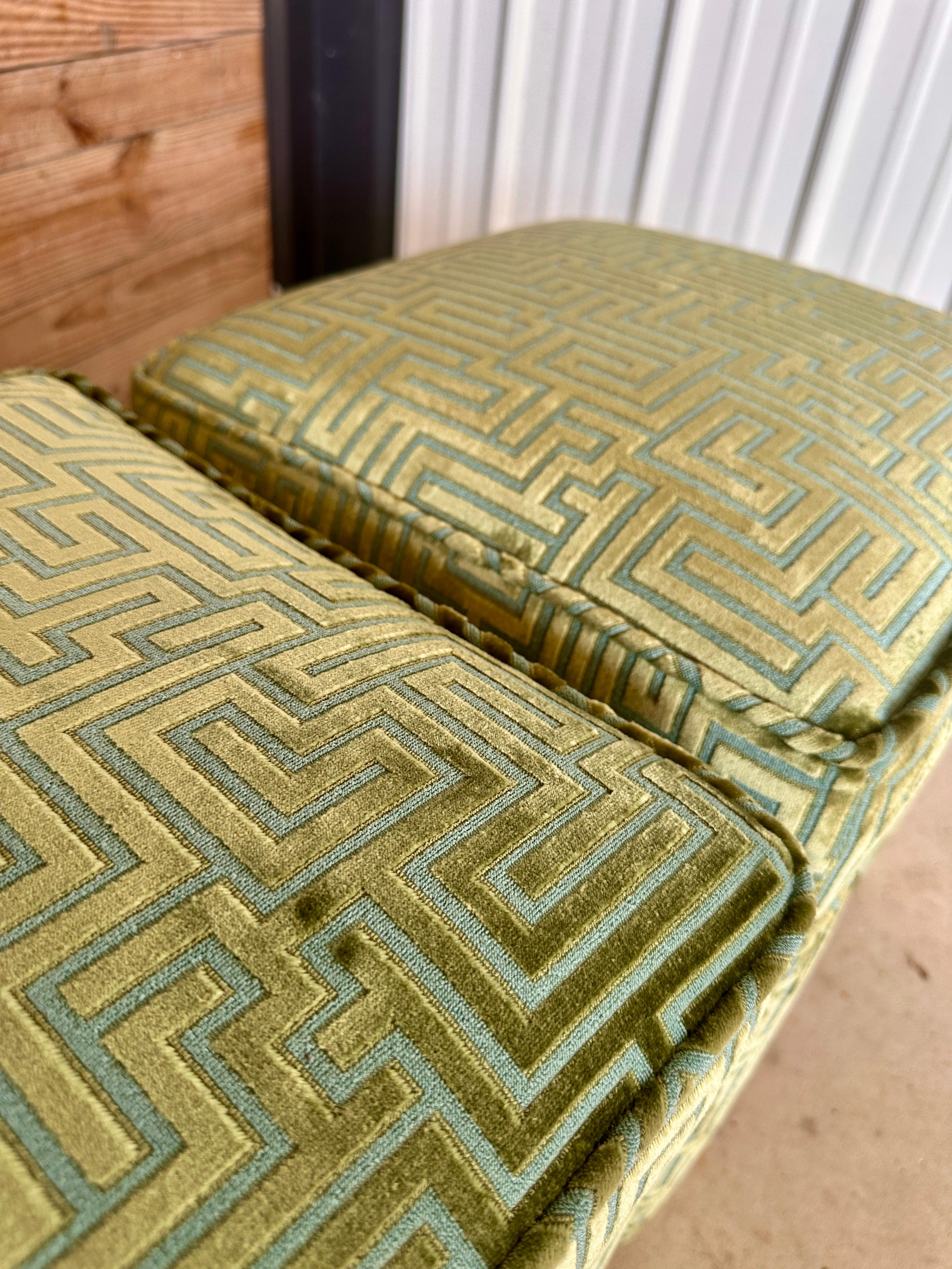 Vintage Parson Style Ottoman Footstools Custom Upholstered 1