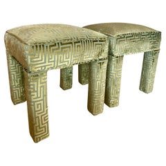 Vintage Parson Style Ottoman Footstools Custom Upholstered