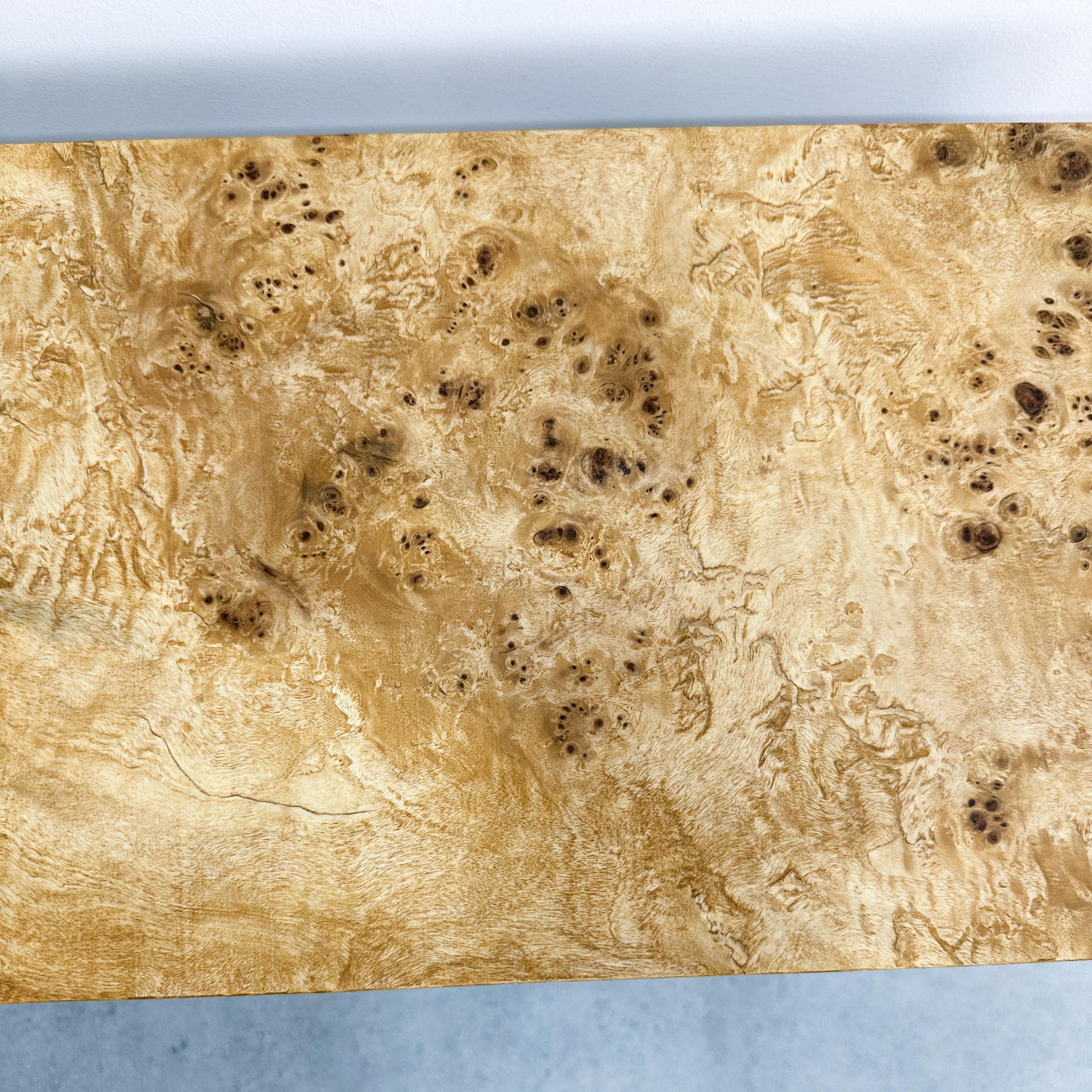 Vintage Parsons Burlwood Console Sofa Table Entryway Table MCM 1970s 3