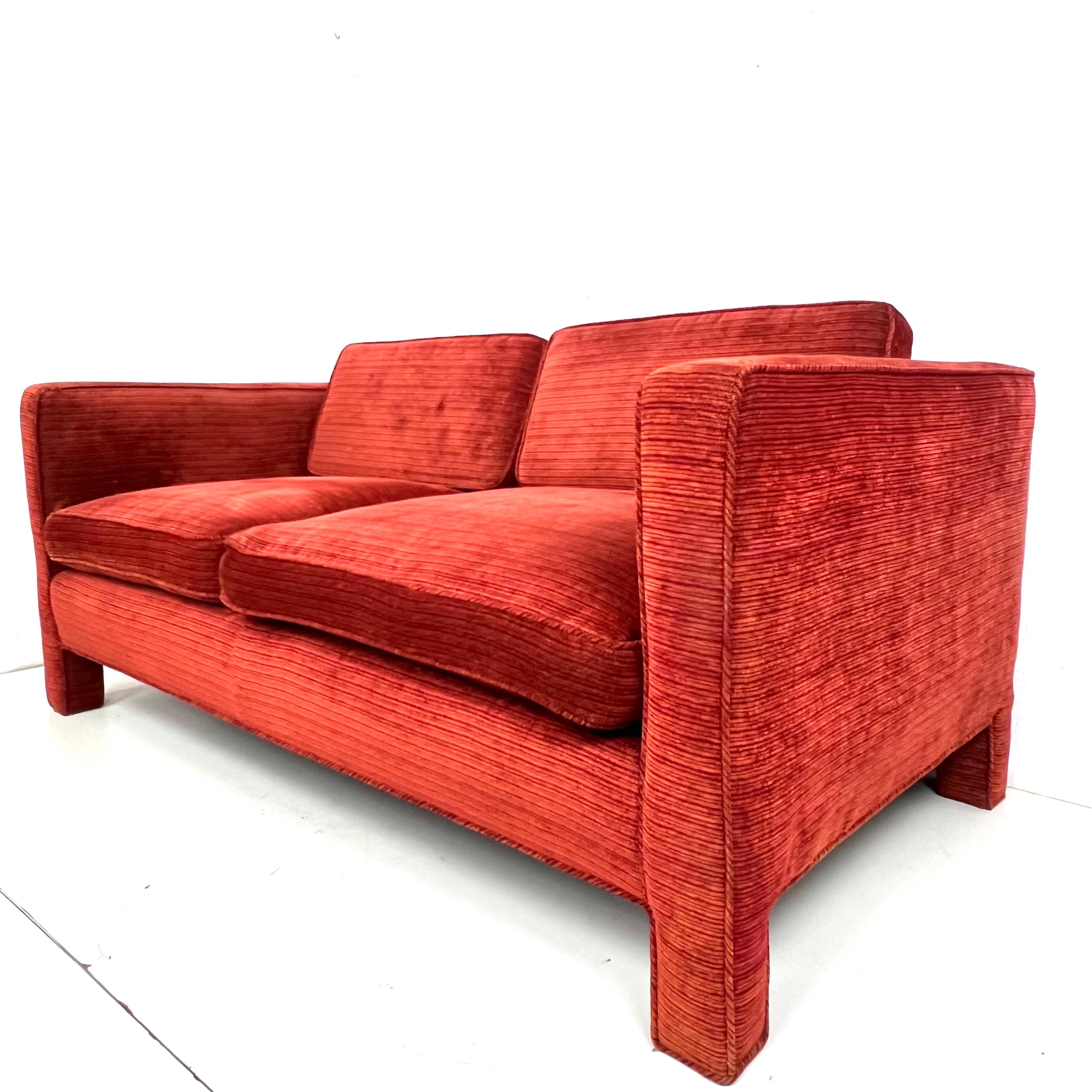 Mid-Century Modern Vintage Parsons Loveseat in the Style of Milo Baughman