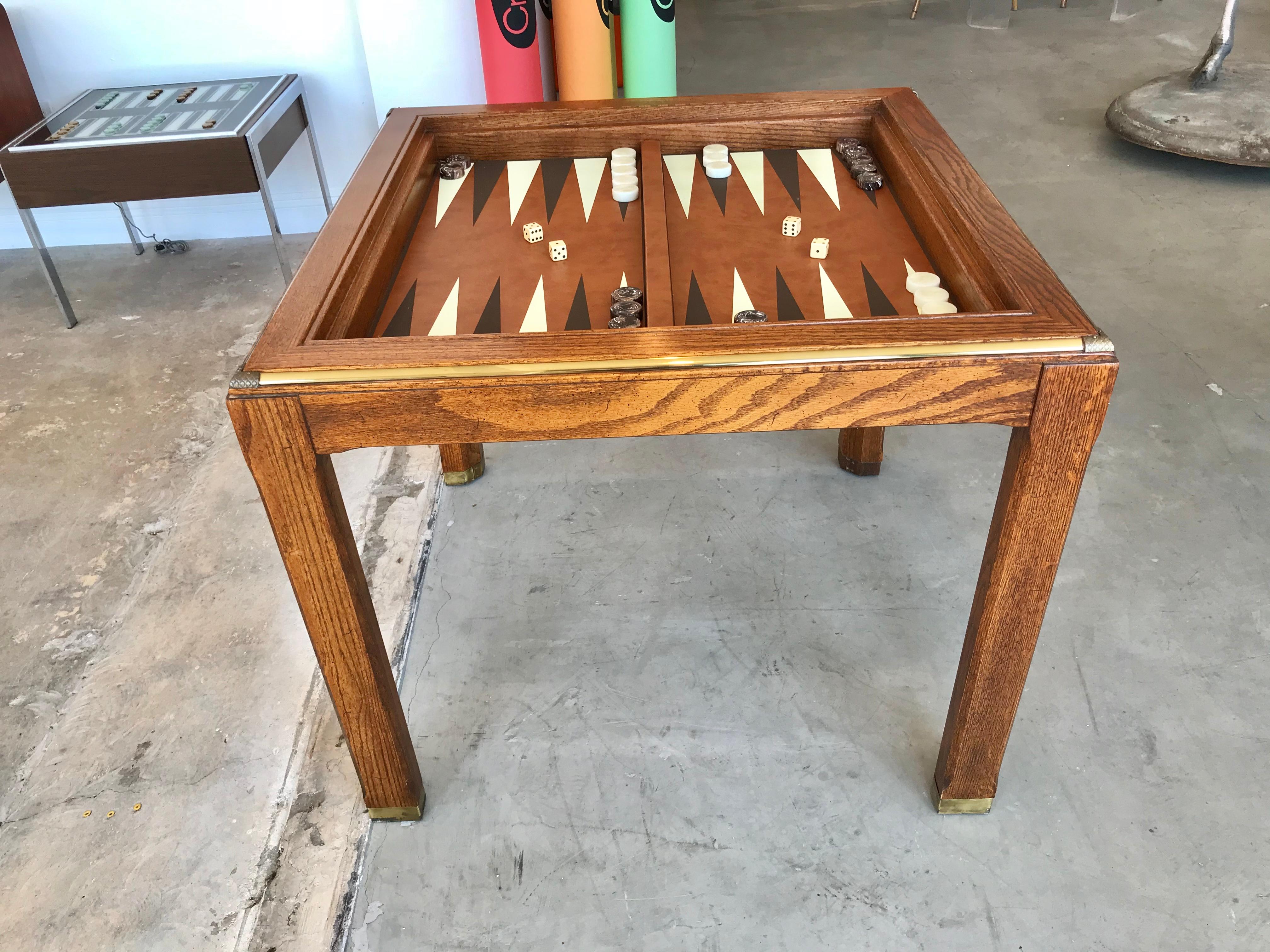 Late 20th Century Vintage Parson's Style Backgammon and Chess Game Table
