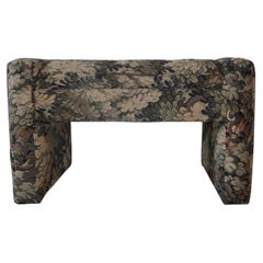 Vintage Parsons Style Upholstered Ottoman in Floral Tapestry Fabric