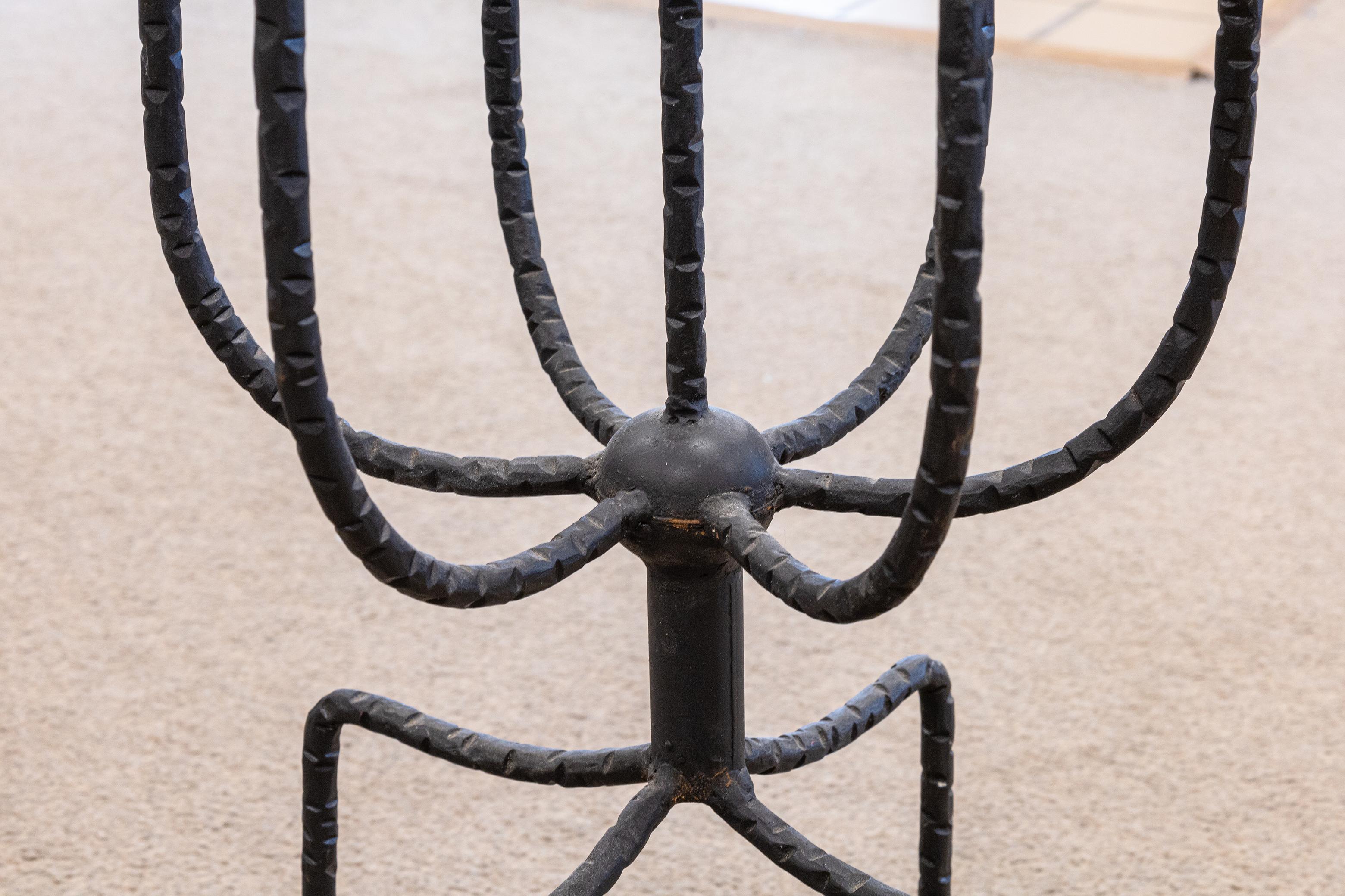 20th Century Vintage Parzinger Wrought Iron Metal Candelabra For Sale