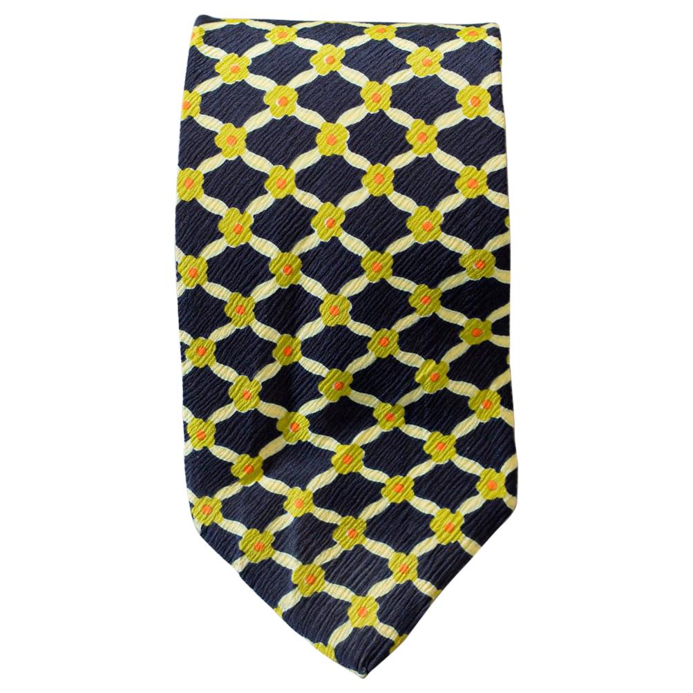 Vintage Pascal 100% silk tie with yellow flowers 