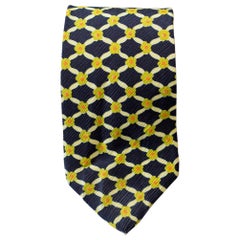 Retro Pascal 100% silk tie with yellow flowers 