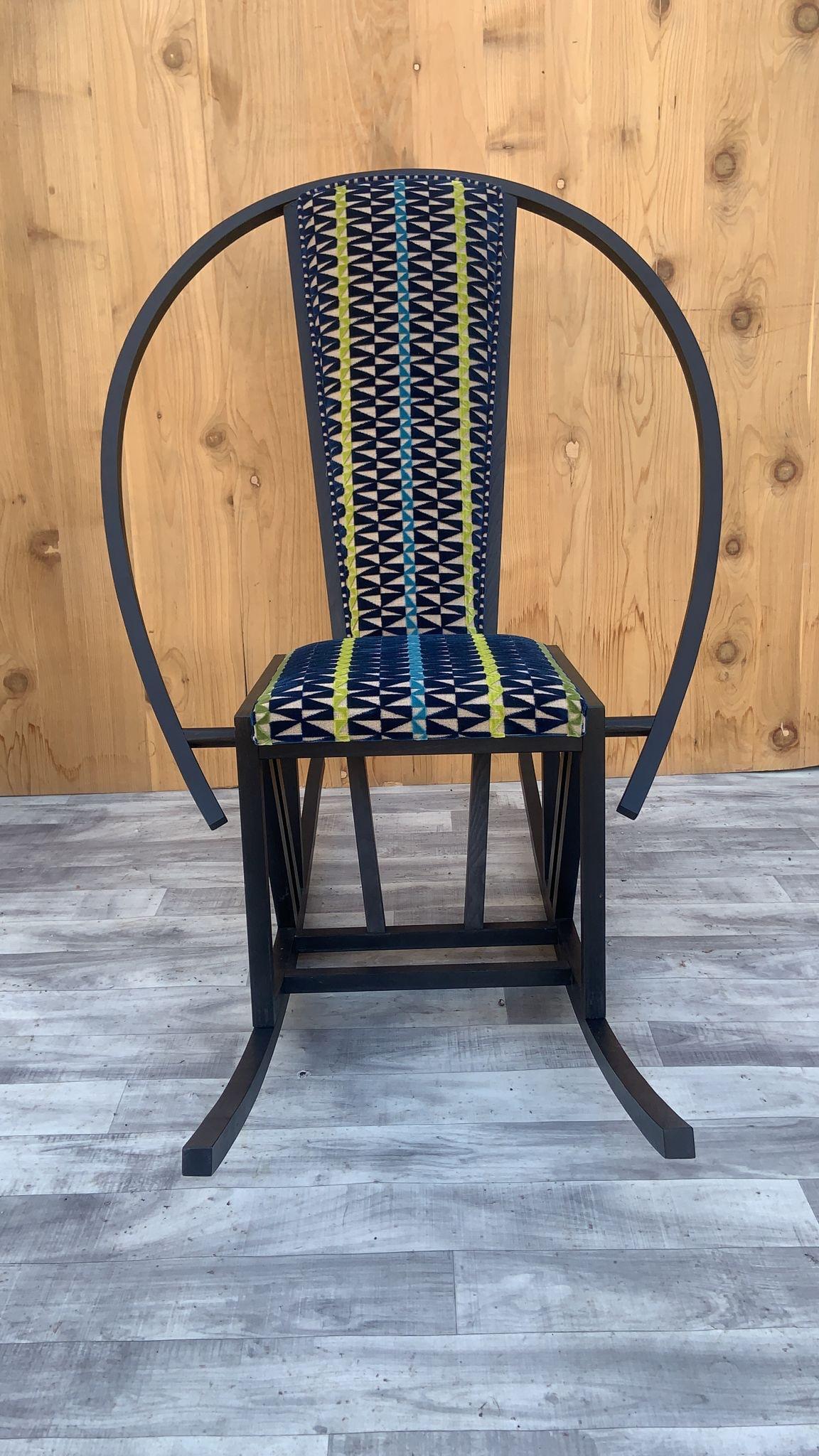 Vintage Pascal Mourgue Style Rocking Chair Newly Upholstered in Knoll Fabric For Sale 8