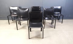 Vintage Pasqualine leather dining chairs by Enrico Pellizzoni, 1980s - set of 6