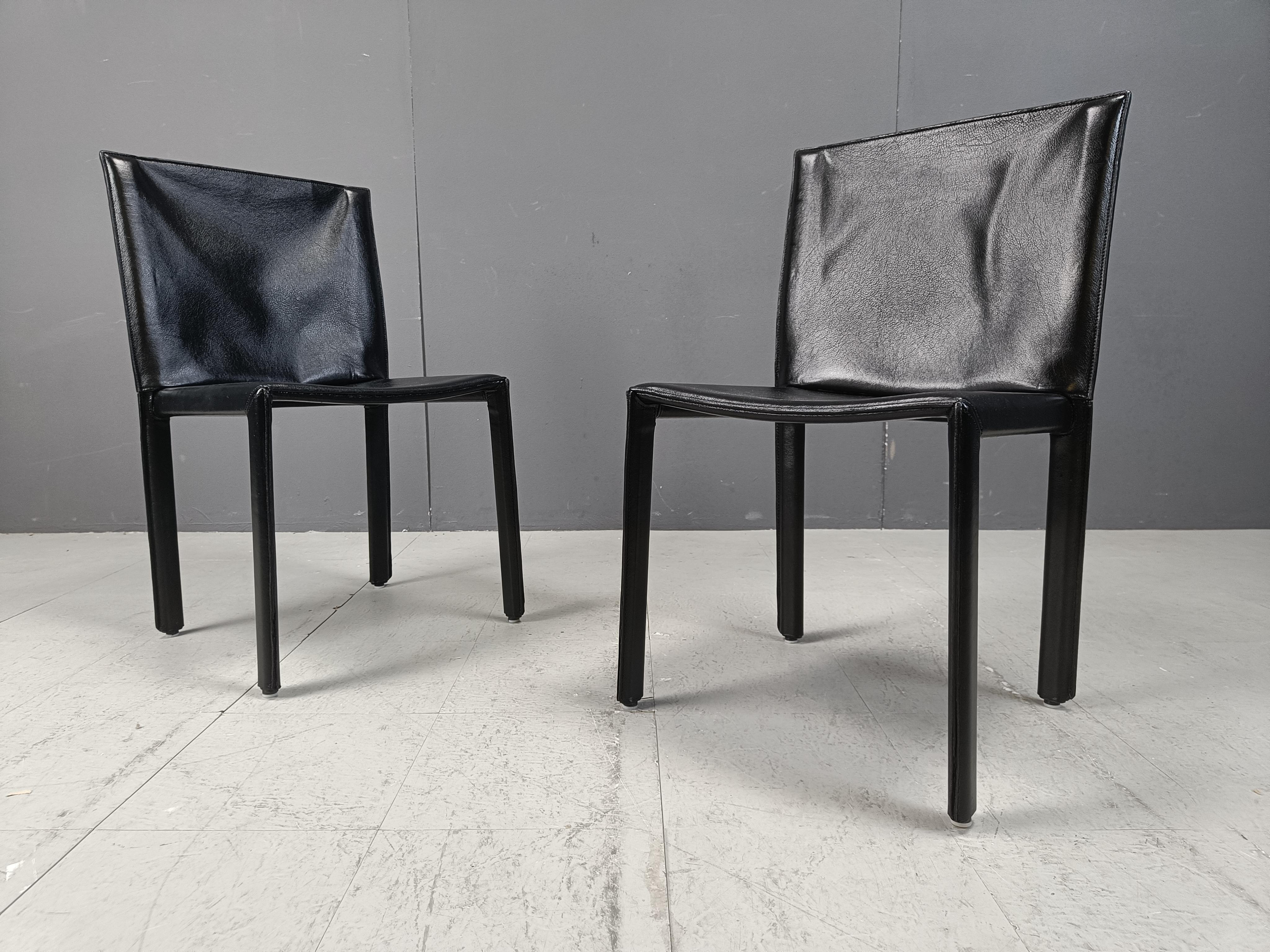 Vintage Pasqualine leather dining chairs by Enrico Pellizzoni, 1980s - set of 6 For Sale 2